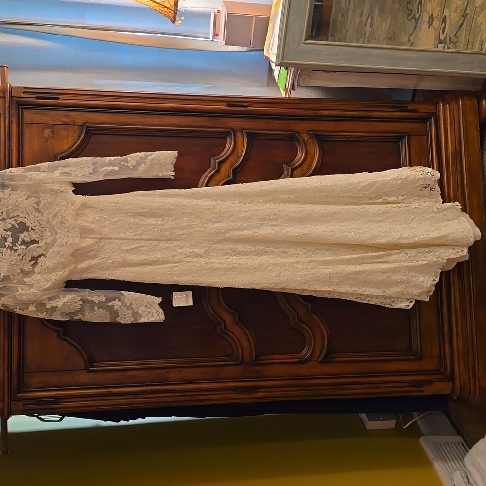 David's Bridal wedding gown with crop jacket!!  Dress is a size 6 jacket a small - Picture 6 of 14
